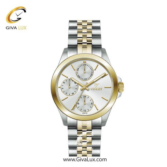 ساعت مچی اورجینال زنانه ویولت VIOLET سه موتوره فول تایم طلایی-نقره ای | طلایی-نقره ای| نقره ای| کد رفرنس 0566/2